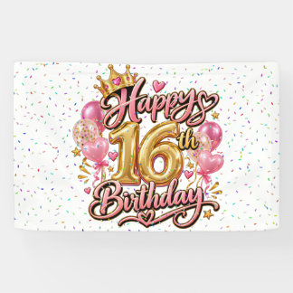Banderoles Joyeux Anniversaire 16 Ans Sucré