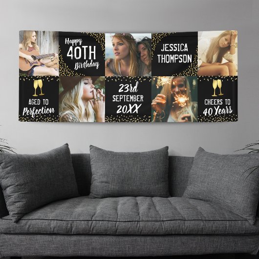 Banderoles Joyeux anniversaire 5 Photo Black Gold