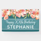 Banderoles Joyeux Anniversaire - Aquarelle Peinte Fleurs (Horizontal)