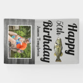 Banderoles Joyeux Anniversaire Basse Pêche Nom de la photo Pè (Horizontal)