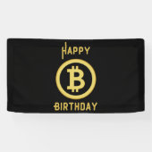 Banderoles Joyeux Anniversaire Bitcoin Gold 1.6x3 Vinyle (Horizontal)