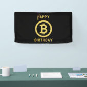 Banderoles Joyeux Anniversaire Bitcoin Gold 1.6x3 Vinyle (Salon professionnel)