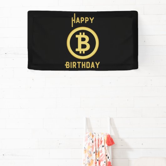 Banderoles Joyeux Anniversaire Bitcoin Gold 1.6x3 Vinyle (Insitu)