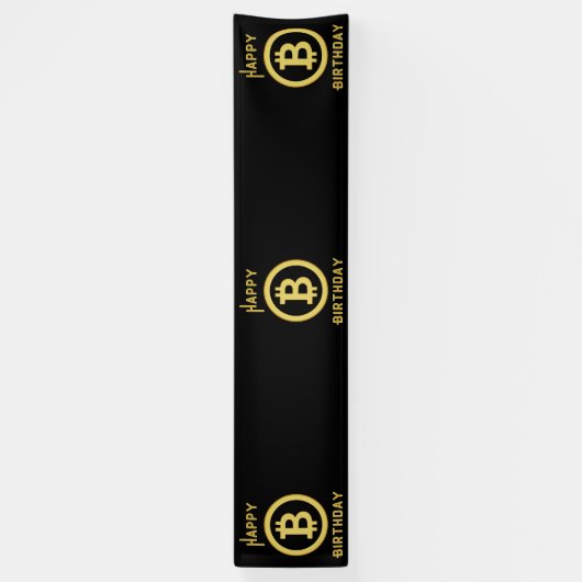 Banderoles Joyeux Anniversaire Bitcoin Gold 2.5x12 Vinyle (Vertical)