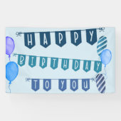 Banderoles Joyeux anniversaire Bleu Bunting et Ballons (Horizontal)