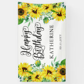 Banderoles Joyeux Anniversaire Boho Sunflowers | Eucalyptus P (Vertical)