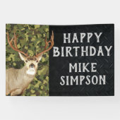Banderoles Joyeux Anniversaire Camouflage Deer Hunting Hommes (Horizontal)