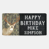 Banderoles Joyeux Anniversaire Camouflage Deer Hunting Hommes (Horizontal)