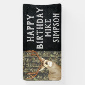 Banderoles Joyeux Anniversaire Camouflage Deer Hunting Hommes (Verticale)