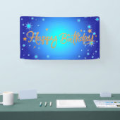 Banderoles Joyeux anniversaire, célébration or et bleu, (Salon professionnel)