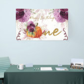 Banderoles Joyeux anniversaire Citrouille Bourgogne Fleurs (Salon professionnel)