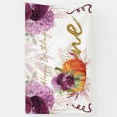 Banderoles Joyeux anniversaire Citrouille Bourgogne Fleurs (Vertical)