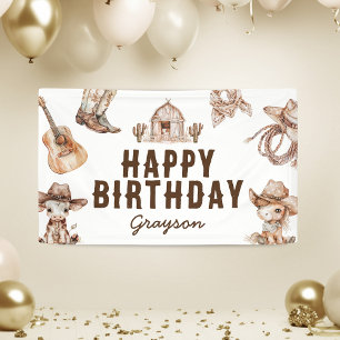 Banderoles Joyeux Anniversaire Cow-Boy de Campagne