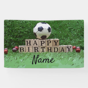 Banderoles Joyeux anniversaire de football avec bal sur la fê