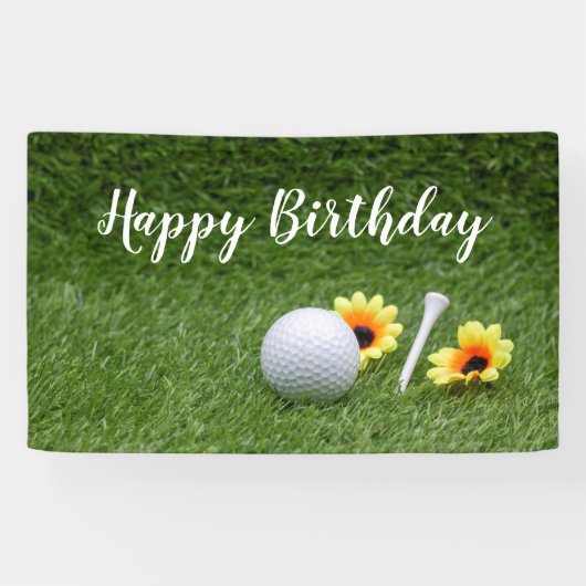 Banderoles Joyeux anniversaire de golf avec balle de golf sur (Horizontal)