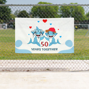 Banderoles Joyeux Anniversaire de la Famille de Requins