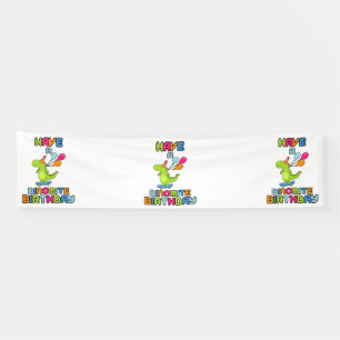 Banderoles Joyeux Anniversaire Dinomite 2.5x10 Vinyle