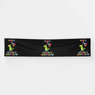 Banderoles Joyeux Anniversaire Dinomite 2.5x12 Vinyle