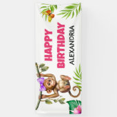 Banderoles Joyeux anniversaire du singe tropical de la Jungle (Vertical)