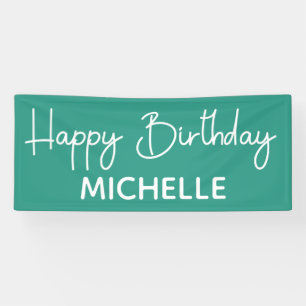 Banderoles Joyeux Anniversaire Écriture Fantaisiste Bleu Turq