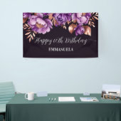 Banderoles Joyeux anniversaire élégant violet or rose (Salon professionnel)