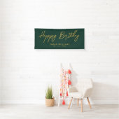 Banderoles Joyeux anniversaire Emerald Green Gold Script mode (En situation)