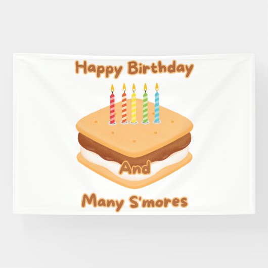 Banderoles Joyeux Anniversaire Et Beaucoup De S'mores Bannièr (Horizontal)