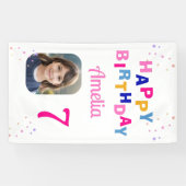 Banderoles Joyeux Anniversaire Fille Étoiles Roses Fond de Ph (Horizontal)