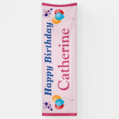 Banderoles Joyeux Anniversaire Filles Nom Ballons Étoiles N'i (Vertical)