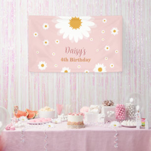 Banderoles Joyeux Anniversaire Fleur de Marguerite Rose Tous
