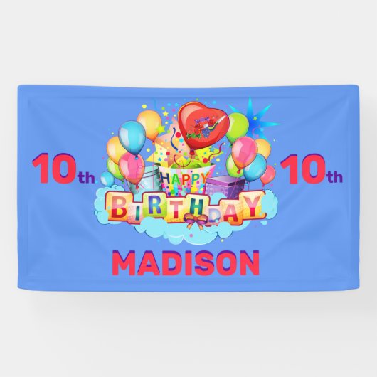 Banderoles Joyeux anniversaire Fun Kids Banner Ajouter nom et (Horizontal)