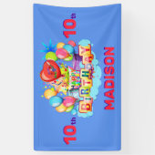 Banderoles Joyeux anniversaire Fun Kids Banner Ajouter nom et (Vertical)