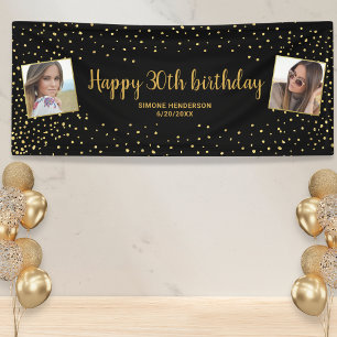 Banderoles Joyeux anniversaire Gold Parties scintillant 2 Pho
