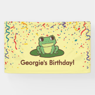 Banderoles Joyeux Anniversaire Grenouille Verte Mignonne 
