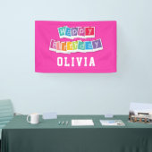 Banderoles Joyeux anniversaire Hot rose Girl (Salon professionnel)