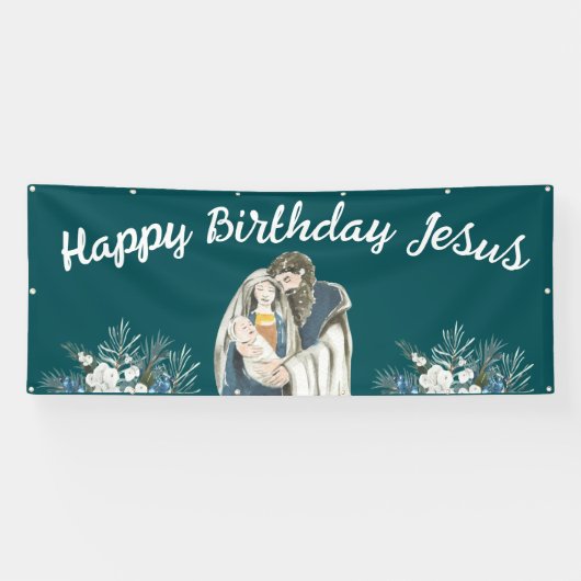Banderoles Joyeux anniversaire Jésus Noël (Horizontal)