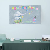 Banderoles Joyeux Anniversaire Joli Eléphant Papillon Enfants (Salon professionnel)