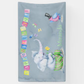 Banderoles Joyeux Anniversaire Joli Eléphant Papillon Enfants (Vertical)