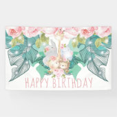 Banderoles Joyeux anniversaire Jungle Animaux Fille Anniversa (Horizontal)
