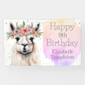 Banderoles Joyeux anniversaire Llama Fleur sauvage Joli anima (Horizontal)