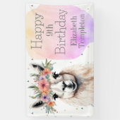 Banderoles Joyeux anniversaire Llama Fleur sauvage Joli anima (Vertical)