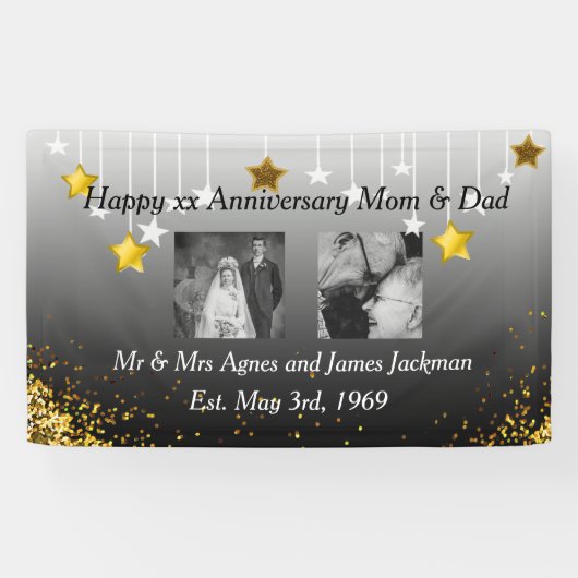 Banderoles Joyeux Anniversaire Maman et Papa Photo Ancien et (Horizontal)