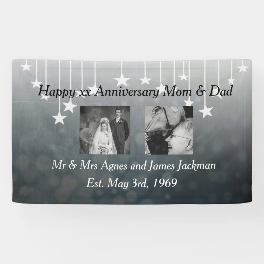 Banderoles Joyeux anniversaire maman et papa Vieux et nouvell (Horizontal)