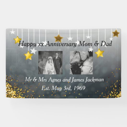 Banderoles Joyeux anniversaire maman et papa Vieux et nouvell (Horizontal)