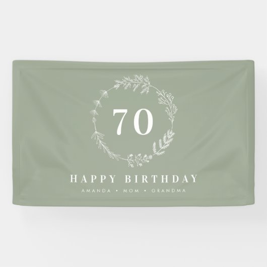 Banderoles Joyeux anniversaire maman grand-mère Sage Green Fo (Horizontal)