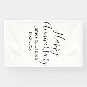 Banderoles Joyeux anniversaire mariage nom date année simple