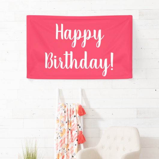 Banderoles Joyeux Anniversaire Moderne Pink White Typographie (En situation)