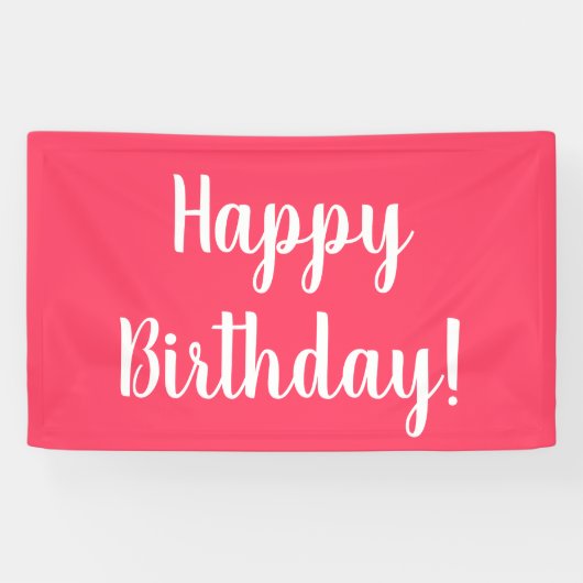 Banderoles Joyeux Anniversaire Moderne Pink White Typographie (Horizontal)