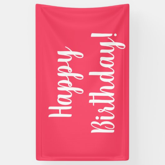Banderoles Joyeux Anniversaire Moderne Pink White Typographie (Vertical)