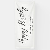 Banderoles Joyeux anniversaire noir et blanc Script moderne (Vertical)